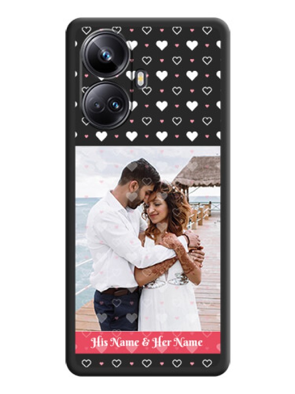 Custom White Color Love Symbols with Text Design on Photo on Space Black Soft Matte Phone Cover - Realme 10 Pro Plus 5G