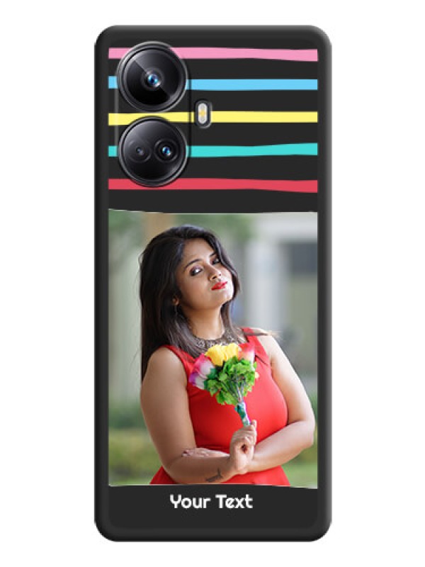 Custom Multicolor Lines with Image on Space Black Personalized Soft Matte Phone Covers - Realme 10 Pro Plus 5G