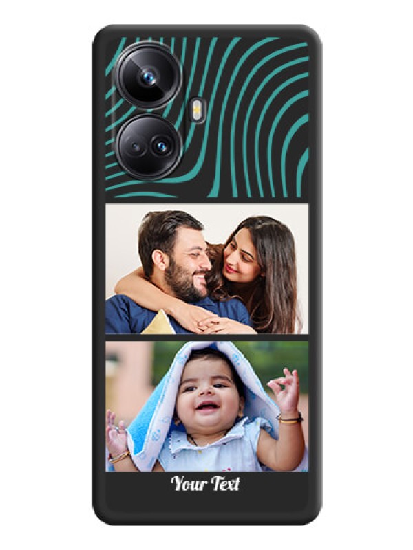 Custom Wave Pattern with 2 Image Holder on Space Black Personalized Soft Matte Phone Covers - Realme 10 Pro Plus 5G