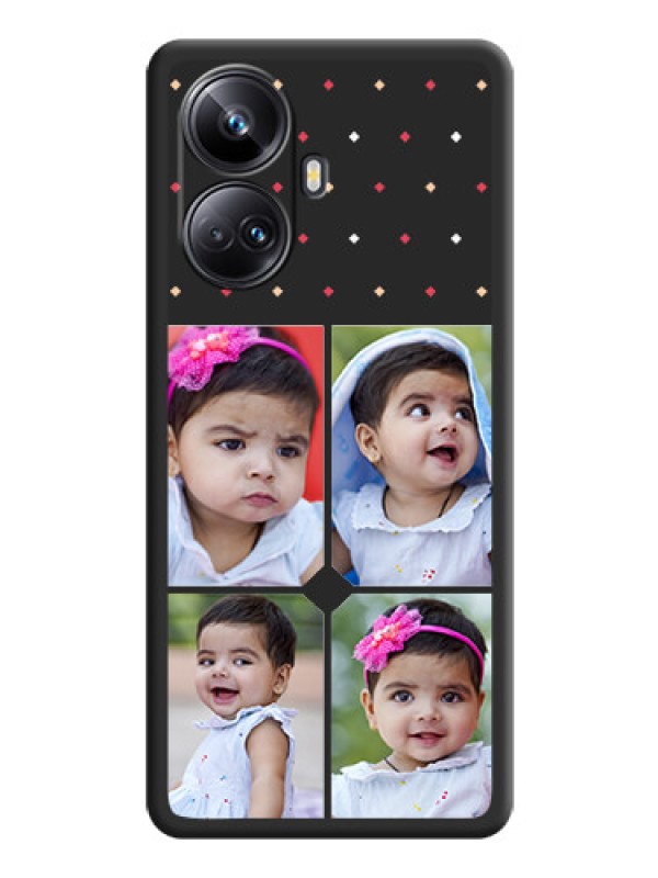 Custom Multicolor Dotted Pattern with 4 Image Holder on Space Black Custom Soft Matte Phone Cases - Realme 10 Pro Plus 5G