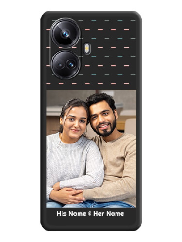 Custom Line Pattern Design with Text on Space Black Custom Soft Matte Phone Back Cover - Realme 10 Pro Plus 5G
