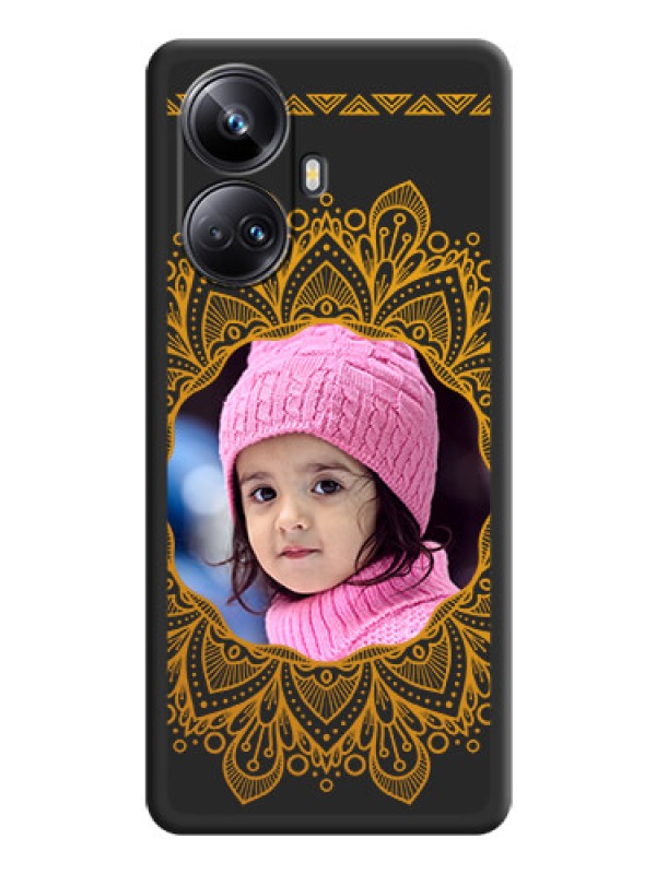 Custom Round Image with Floral Design on Photo on Space Black Soft Matte Mobile Cover - Realme 10 Pro Plus 5G