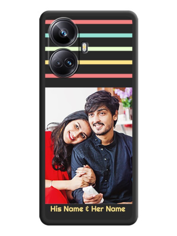 Custom Color Stripes with Photo and Text on Photo on Space Black Soft Matte Mobile Case - Realme 10 Pro Plus 5G