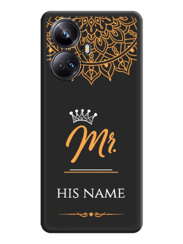 Custom Mr Name with Floral Design  on Personalised Space Black Soft Matte Cases - Realme 10 Pro Plus 5G