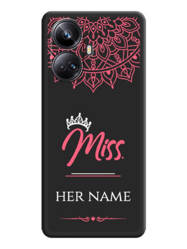 Custom Mrs Name with Floral Design on Space Black Personalized Soft Matte Phone Covers - Realme 10 Pro Plus 5G