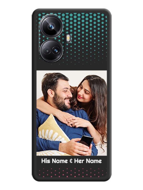 Custom Faded Dots with Grunge Photo Frame and Text on Space Black Custom Soft Matte Phone Cases - Realme 10 Pro Plus 5G