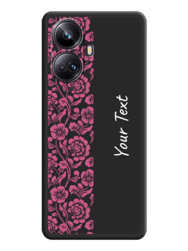 Custom Pink Floral Pattern Design With Custom Text On Space Black Personalized Soft Matte Phone Covers -Realme 10 Pro Plus 5G
