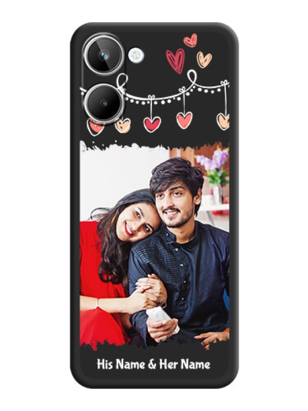 Custom Pink Love Hangings with Name on Space Black Custom Soft Matte Phone Cases - Realme 10