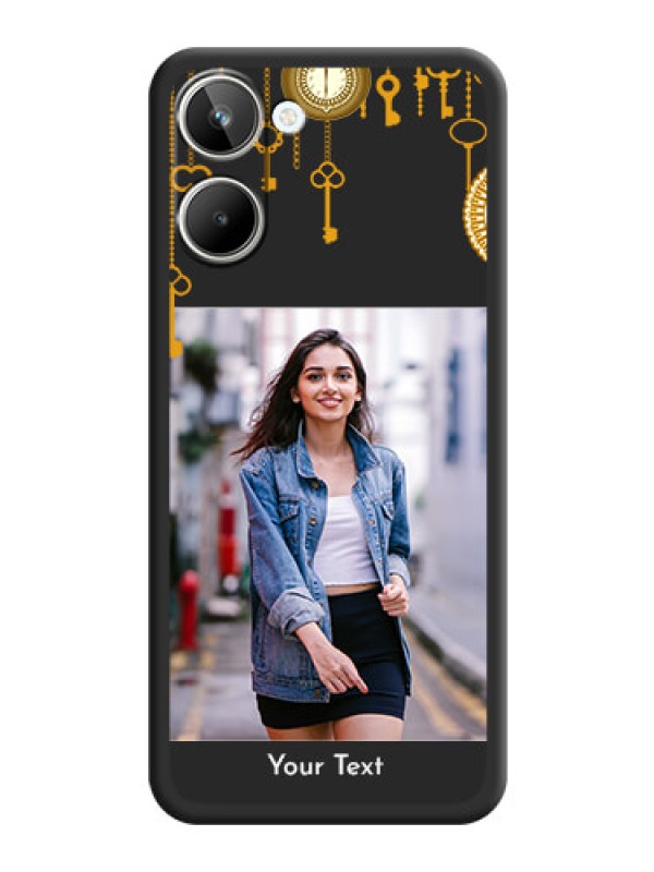 Custom Decorative Design with Text on Space Black Custom Soft Matte Back Cover - Realme 10