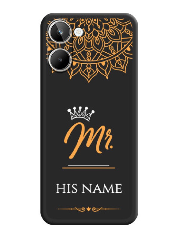 Custom Mr Name with Floral Design  on Personalised Space Black Soft Matte Cases - Realme 10