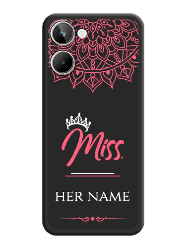 Custom Mrs Name with Floral Design on Space Black Personalized Soft Matte Phone Covers - Realme 10
