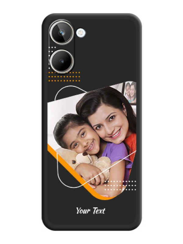Custom Yellow Triangle on Photo on Space Black Soft Matte Phone Cover - Realme 10