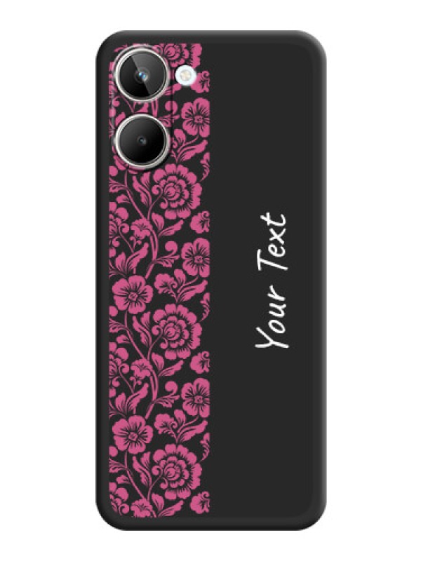 Custom Pink Floral Pattern Design With Custom Text On Space Black Personalized Soft Matte Phone Covers -Realme 10