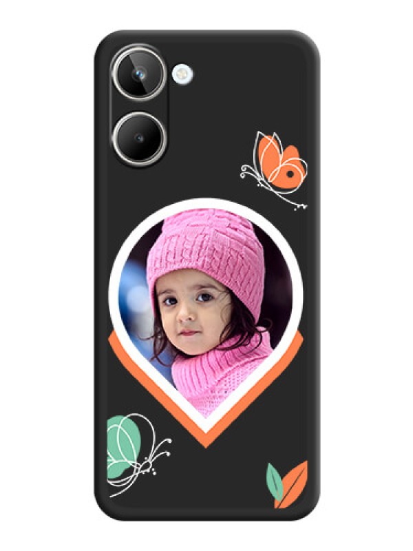 Custom Upload Pic With Simple Butterly Design On Space Black Personalized Soft Matte Phone Covers -Realme 10