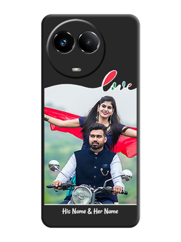 Custom Fall in Love Pattern with Picture on Photo On Space Black Custom Soft Matte Mobile Back Cover - Realme 11 5G