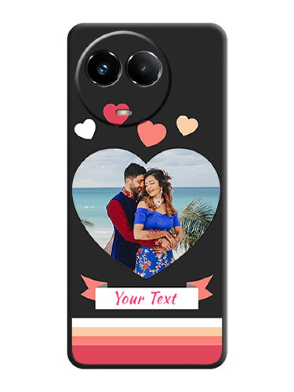Custom Love Shaped Photo with Colorful Stripes On Space Black Custom Soft Matte Mobile Back Cover - Realme 11 5G