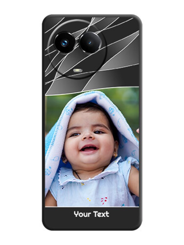 Custom Mixed Wave Lines on Photo On Space Black Custom Soft Matte Mobile Back Cover - Realme 11 5G
