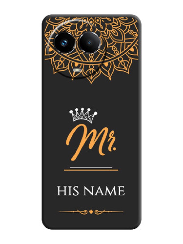 Custom Mr Name with Floral Design On Space Black Custom Soft Matte Mobile Back Cover - Realme 11 5G