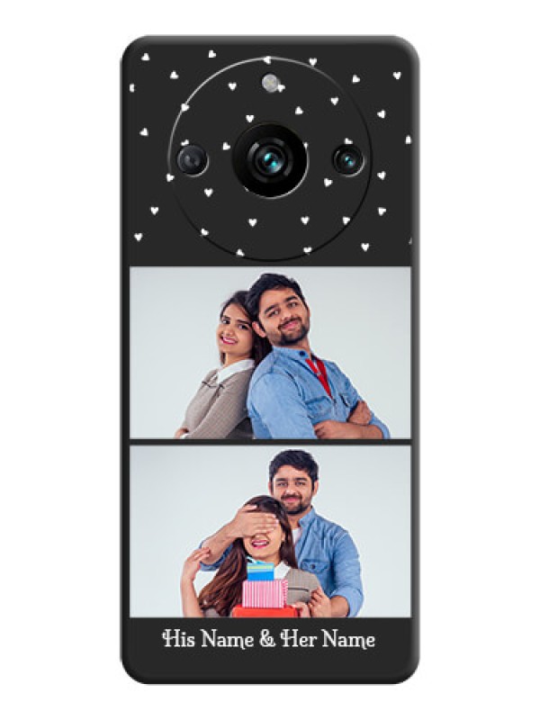 Custom Miniature Love Symbols with Name on Space Black Custom Soft Matte Back Cover - Realme 11 Pro 5G