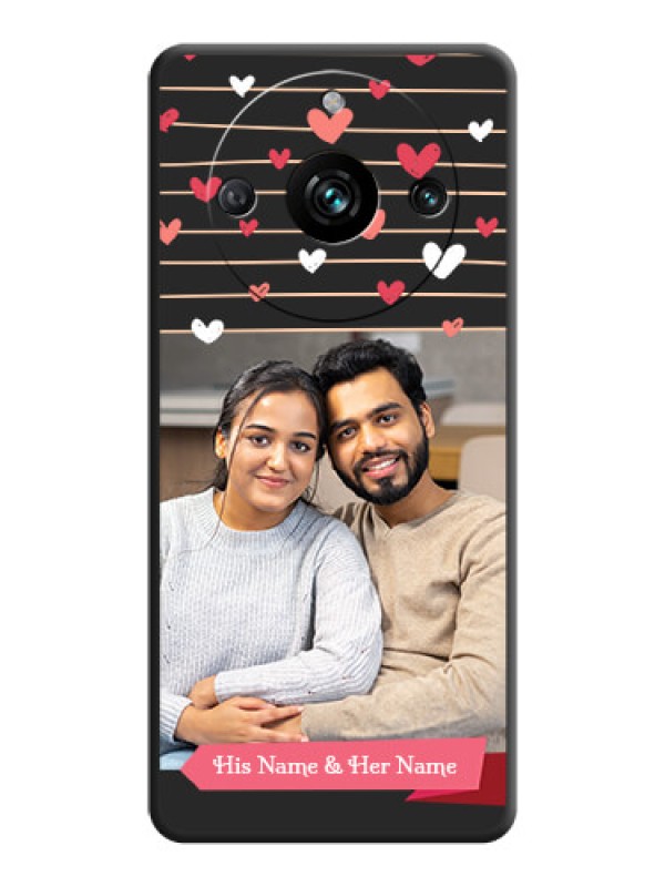 Custom Love Pattern with Name on Pink Ribbon - Photo on Space Black Soft Matte Back Cover - Realme 11 Pro 5G