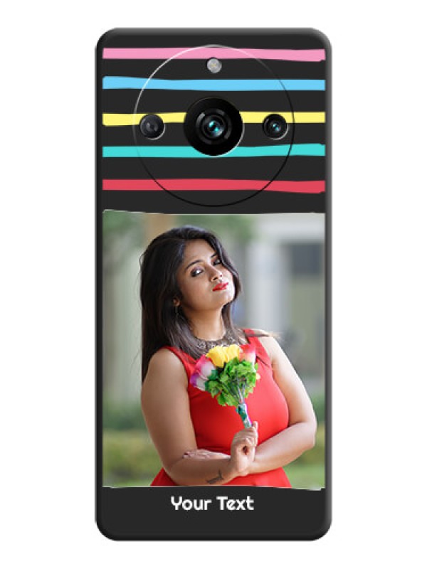 Custom Multicolor Lines with Image on Space Black Personalized Soft Matte Phone Covers - Realme 11 Pro 5G