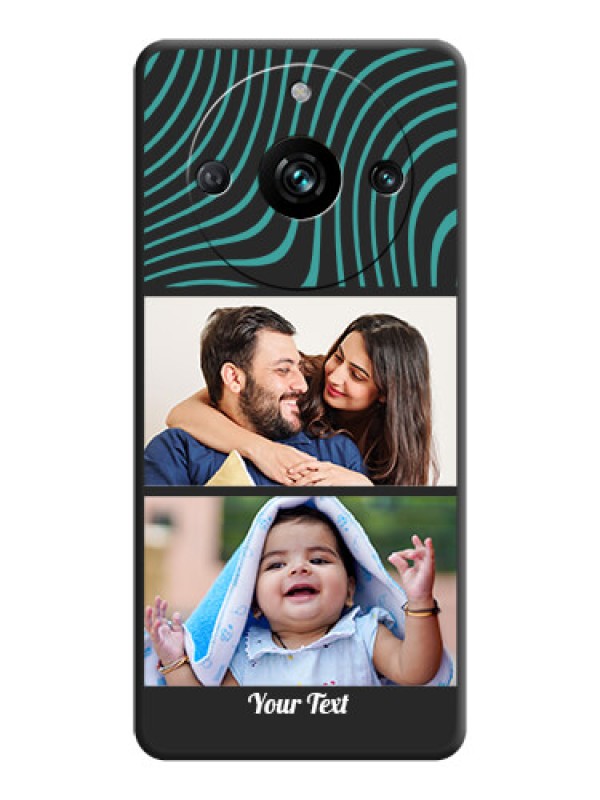 Custom Wave Pattern with 2 Image Holder on Space Black Personalized Soft Matte Phone Covers - Realme 11 Pro 5G