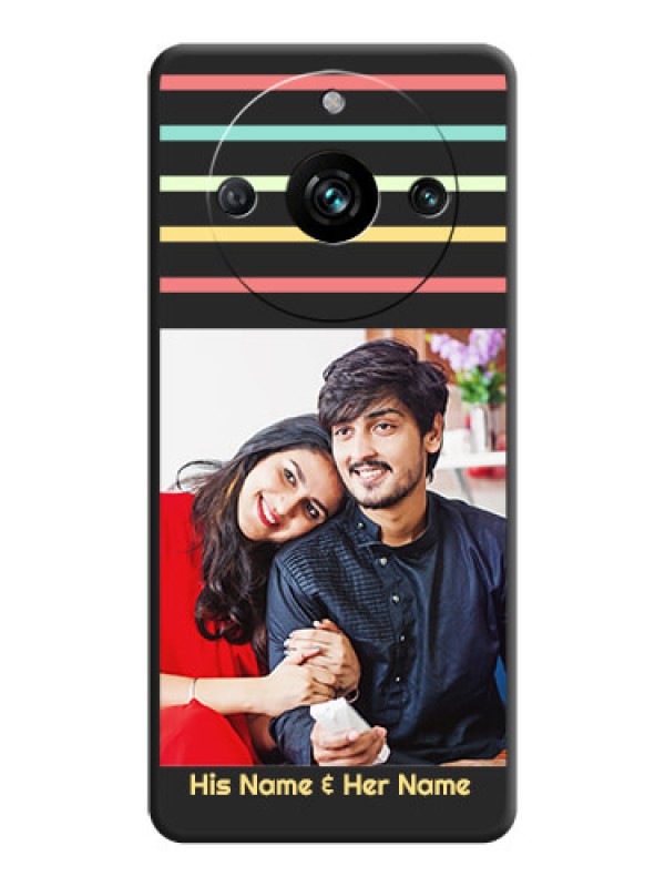 Custom Color Stripes with Photo and Text - Photo on Space Black Soft Matte Mobile Case - Realme 11 Pro 5G