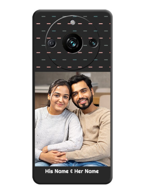 Custom Line Pattern Design with Text on Space Black Custom Soft Matte Phone Back Cover - Realme 11 Pro Plus 5G
