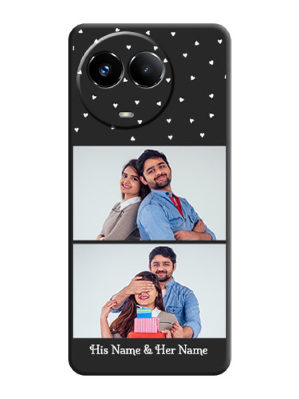 Custom Miniature Love Symbols with Name On Space Black Custom Soft Matte Mobile Back Cover - Realme 11X 5G