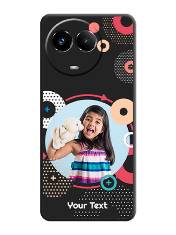Custom Multicoloured Round Image On Space Black Custom Soft Matte Mobile Back Cover - Realme 11X 5G