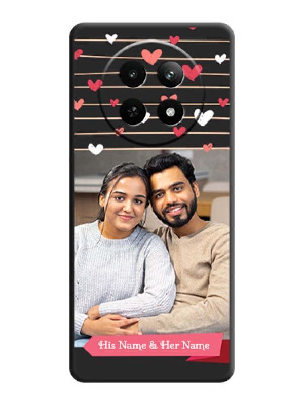 Custom Love Pattern with Name on Pink Ribbon - Photo on Space Black Soft Matte Back Cover - Realme 12 5G