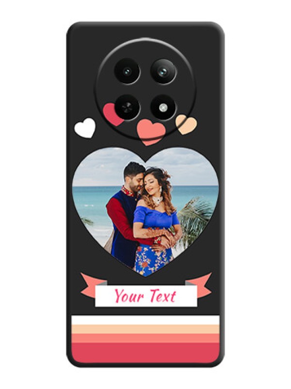 Custom Love Shaped Photo with Colorful Stripes on Personalised Space Black Soft Matte Cases - Realme 12 5G