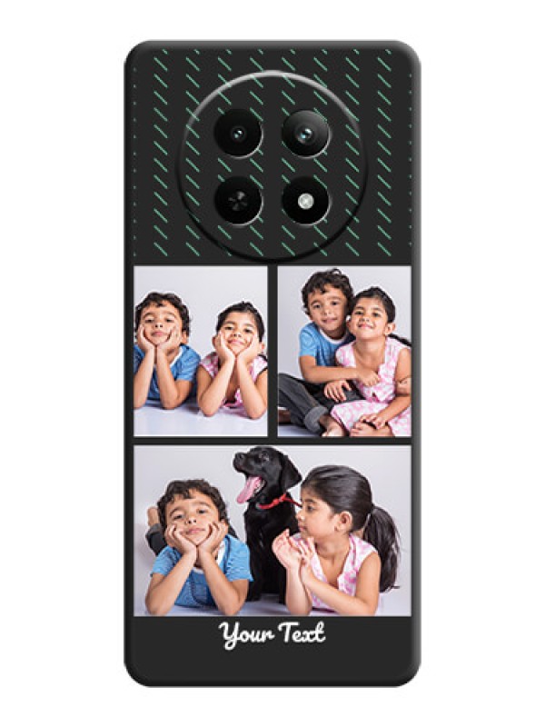 Custom Cross Dotted Pattern with 2 Image Holder on Personalised Space Black Soft Matte Cases - Realme 12 5G