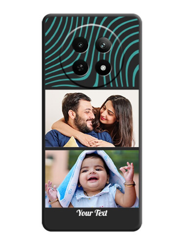 Custom Wave Pattern with 2 Image Holder on Space Black Personalized Soft Matte Phone Covers - Realme 12 5G