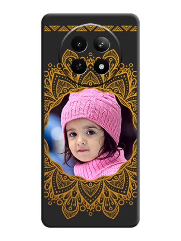 Custom Round Image with Floral Design - Photo on Space Black Soft Matte Mobile Cover - Realme 12 5G