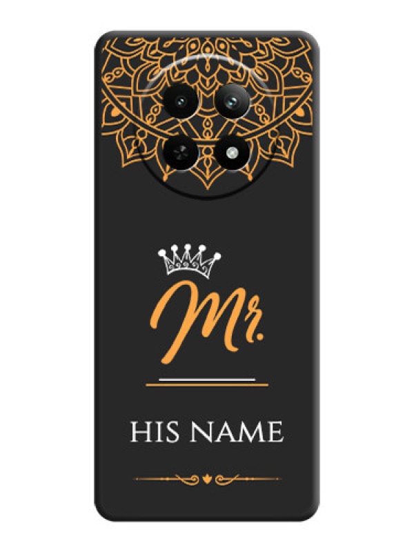 Custom Mr Name with Floral Design on Personalised Space Black Soft Matte Cases - Realme 12 5G