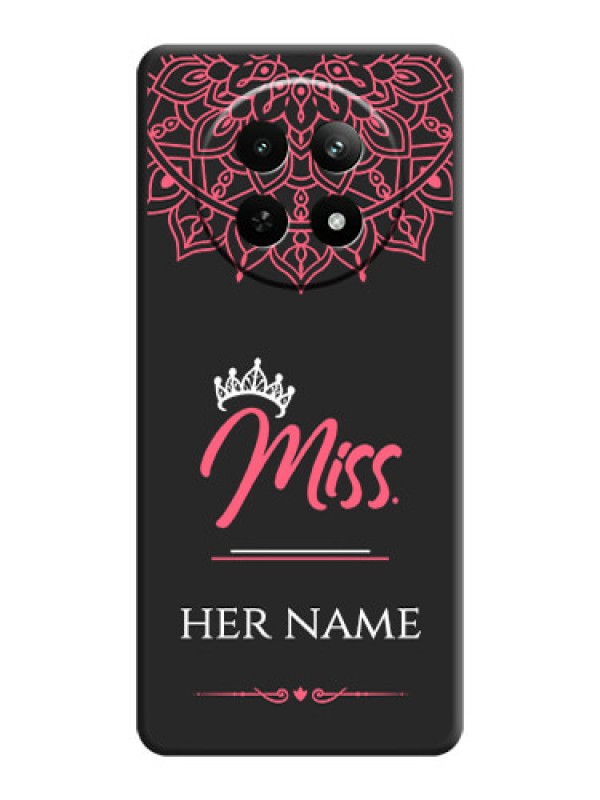 Custom Mrs Name with Floral Design on Space Black Personalized Soft Matte Phone Covers - Realme 12 5G