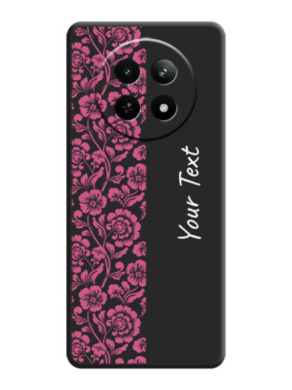 Custom Pink Floral Pattern Design With Custom Text On Space Black Personalized Soft Matte Phone Covers - Realme 12 5G