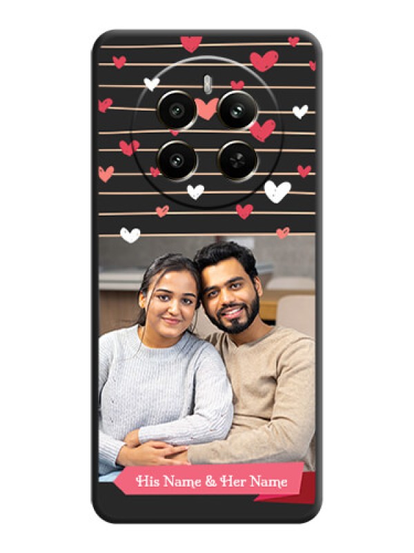 Custom Love Pattern with Name on Pink Ribbon - Photo on Space Black Soft Matte Back Cover - Realme 12 Plus 5G