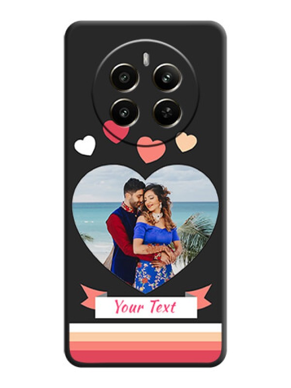 Custom Love Shaped Photo with Colorful Stripes on Personalised Space Black Soft Matte Cases - Realme 12 Plus 5G