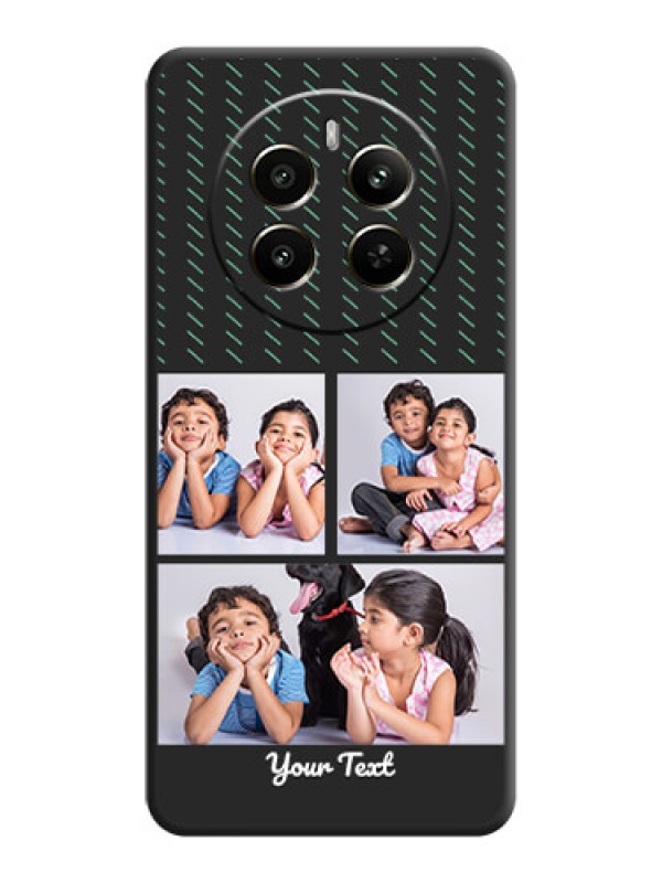 Custom Cross Dotted Pattern with 2 Image Holder on Personalised Space Black Soft Matte Cases - Realme 12 Plus 5G