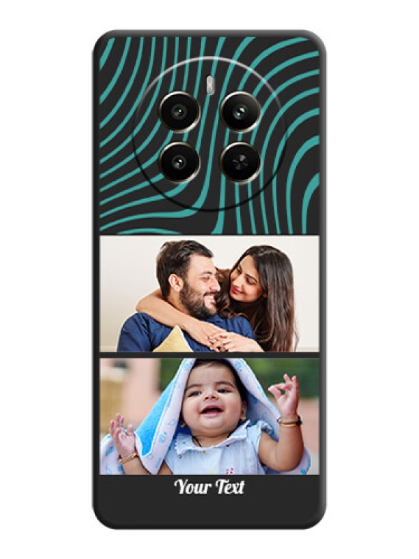 Custom Wave Pattern with 2 Image Holder on Space Black Personalized Soft Matte Phone Covers - Realme 12 Plus 5G