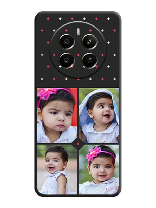 Custom Multicolor Dotted Pattern with 4 Image Holder on Space Black Custom Soft Matte Phone Cases - Realme 12 Plus 5G