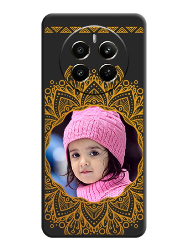 Custom Round Image with Floral Design - Photo on Space Black Soft Matte Mobile Cover - Realme 12 Plus 5G