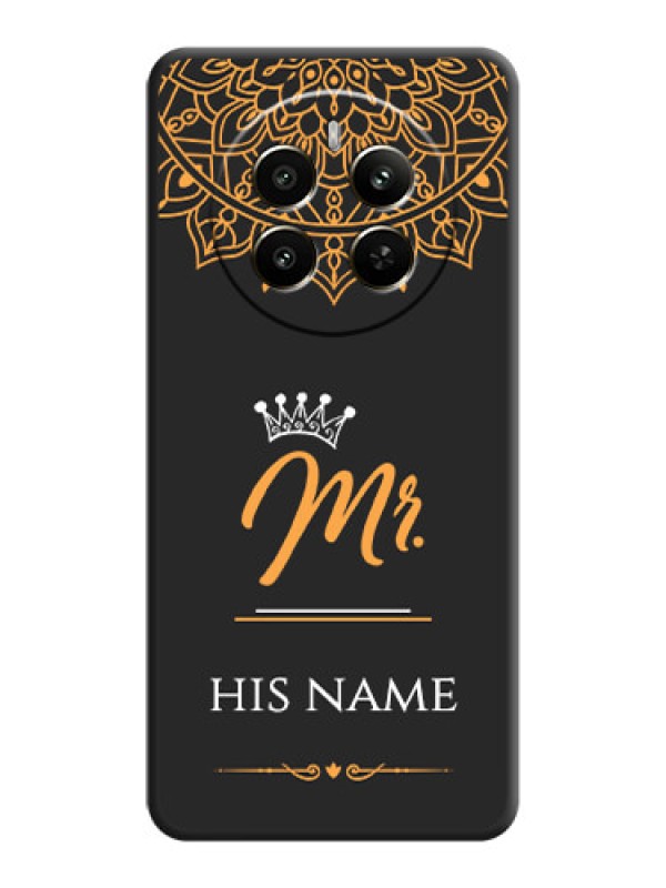 Custom Mr Name with Floral Design on Personalised Space Black Soft Matte Cases - Realme 12 Plus 5G