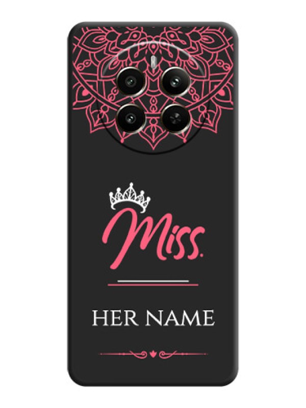 Custom Mrs Name with Floral Design on Space Black Personalized Soft Matte Phone Covers - Realme 12 Plus 5G