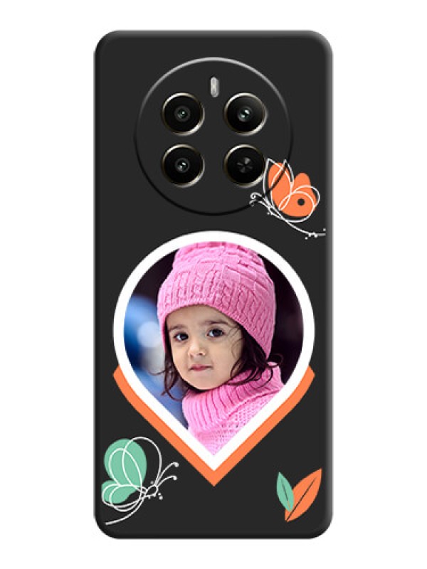Custom Upload Pic With Simple Butterly Design On Space Black Personalized Soft Matte Phone Covers - Realme 12 Plus 5G