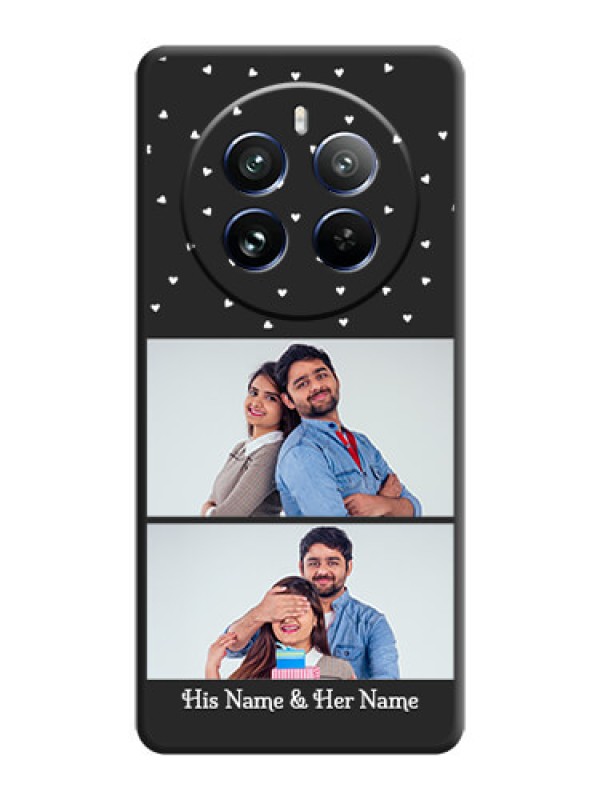 Custom Miniature Love Symbols with Name on Space Black Custom Soft Matte Back Cover - Realme 12 Pro 5G