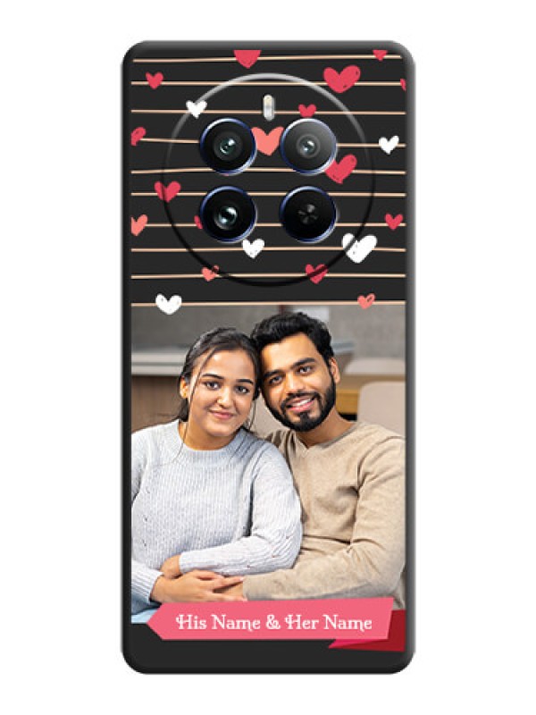 Custom Love Pattern with Name on Pink Ribbon - Photo on Space Black Soft Matte Back Cover - Realme 12 Pro 5G