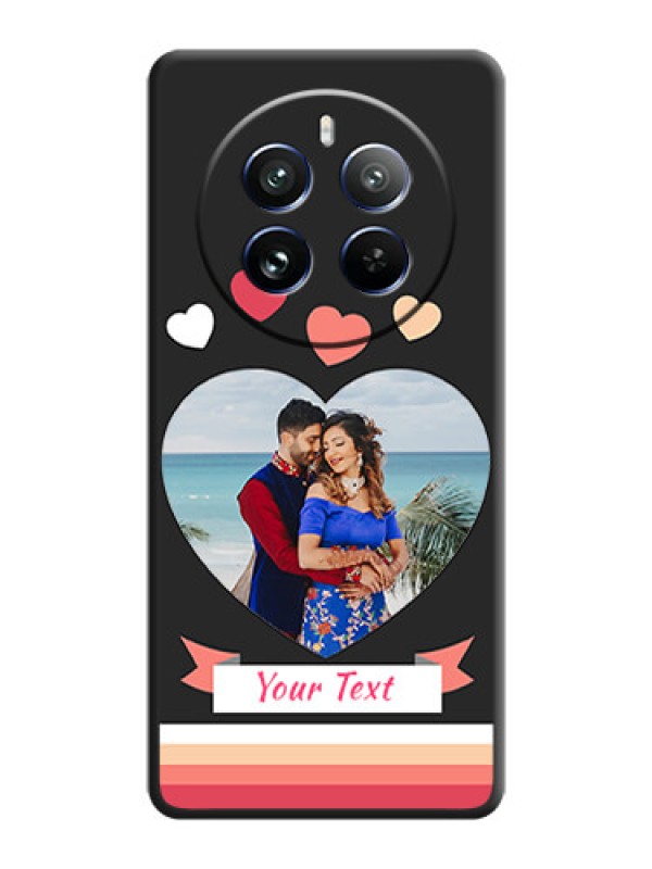 Custom Love Shaped Photo with Colorful Stripes on Personalised Space Black Soft Matte Cases - Realme 12 Pro 5G